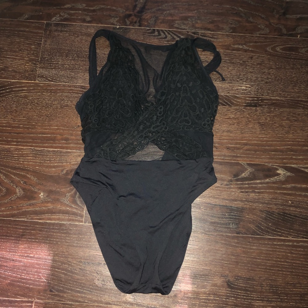 Black Mesh Becca Swim One Piece